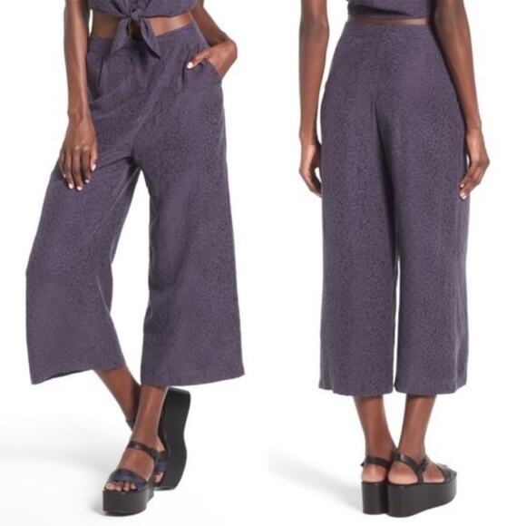 Astr The Label High Waist Wide Leg Crop Pants Size L - Picture 1 of 9